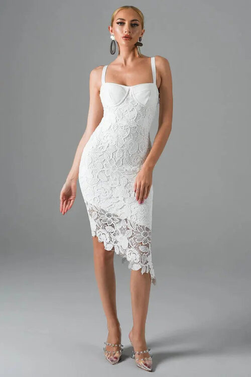 Elegant Lace Slim Bandage Midi Dress