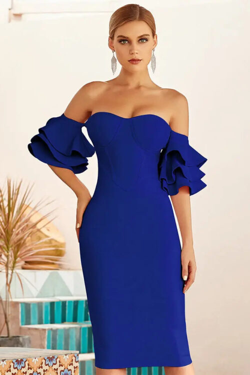 Off Shoulder Butterfly Midi Dress